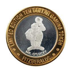 .999 Silver Fitzgeralds Casino & Hotel Reno, Nevada $10 Limited Edition Gaming Token