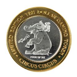 .999 Fine Silver Circus Circus Casino Reno, NV $10 Limited Edition Gaming Token
