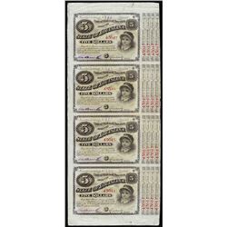 Uncut Sheet of (4) State of Louisiana Baby Bond Obsolete Notes