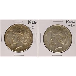 Lot of (2) 1926-S $1 Peace Silver Dollar Coins