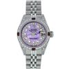 Image 2 : Rolex Ladies Stainless Steel Quickset Purple MOP Diamond Lugs Datejust Wristwatch