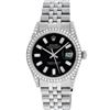 Image 2 : Rolex Mens Stainless Black Baguette Diamond Lugs Datejust Wristwatch