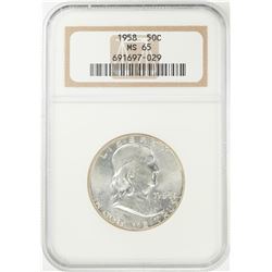 1958 Franklin Half Dollar Coin NGC MS65