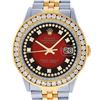 Image 1 : Rolex Mens Two Tone Red Vignette VS 3 ctw Channel Set Diamond Datejust Wristwatch