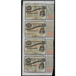 Uncut Sheet of (4) State of Louisiana Baby Bond Obsolete Notes