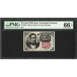 1874 10 Cent Fifth Issue Fractional Currency Note Fr.1265 PMG Gem Uncirculated 66EPQ