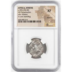 393-294 BC Attica Athens AR Tetradrachm Athena Owl Coin NGC XF