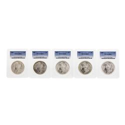 Lot of (5) 1887 $1 Morgan Silver Dollar Coins PCGS MS63