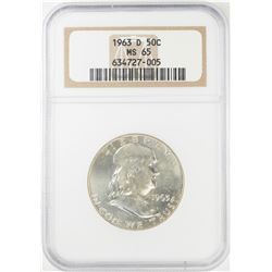 1963-D Franklin Half Dollar Coin NGC MS65