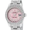 Image 1 : Rolex Ladies Stainless Steel Pink 5 ctw Diamond Datejust Wristwatch With Rolex Box