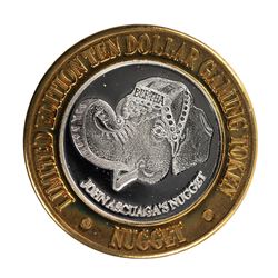 .999 Silver John Ascuagas Nugget Sparks, NV $10 Casino Gaming Token Limited Edition