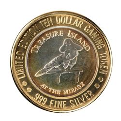 .999 Silver Treasure Island Las Vegas, Nevada $10 Casino Limited Edition Gaming Token