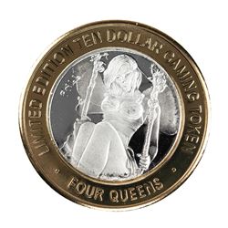 .999 Silver Four Queens Hotel & Casino  Nevada $10 Limited Edition Gaming Token