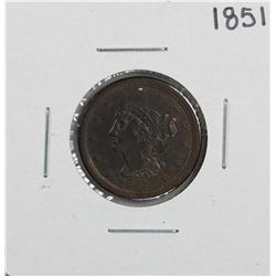 1851 Braided Hair Half Cent Coin