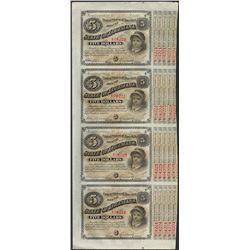 Uncut Sheet of (4) State of Louisiana Baby Bond Obsolete Notes