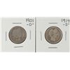 Image 1 : Lot of 1901-O and 1914-S Barber Quarter Coins