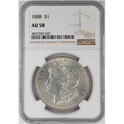 1888 $1 Morgan Silver Dollar Coin NGC AU58