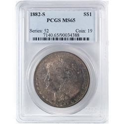 1882-S $1 Morgan Silver Dollar Coin PCGS MS65 Amazing Toning