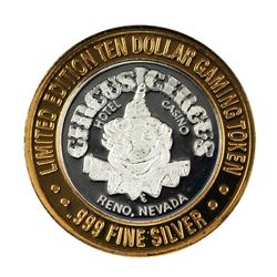 .999 Fine Silver Circus Circus Casino Reno, NV $10 Limited Edition Gaming Token