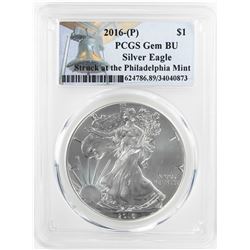 2016-P $1 American Silver Eagle Coin PCGS Gem BU Struck at the Philadelphia Mint