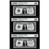 Image 1 : (3) Consecutive 1928A $1 Funnyback Silver Certificate Notes Fr.1601 PMG Choice Uncirculated 64EPQ