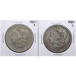 Lot of (2) 1884-S $1 Morgan Silver Dollar Coins