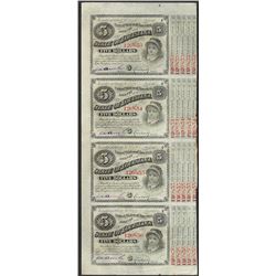 Uncut Sheet of (4) State of Louisiana Baby Bond Obsolete Notes