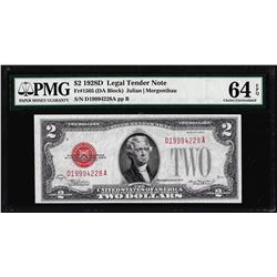 1928D $2 Legal Tender Note Fr.1505 PMG Choice Uncirculated 64EPQ