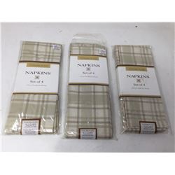 Tuscan Plaid Linen Napkins- Lot of 3 x 4