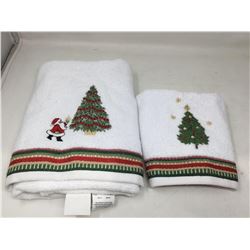 Santa Trees Bath (24x48) & Hand (16x25) 2 piece Towel Set