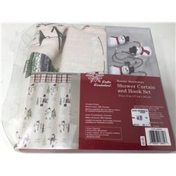Scenic Snowman Shower Curtain & Hook Set