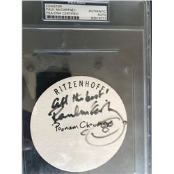 PAUL MCCARTNEY SIGNED COASTER ( PSA COA)