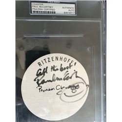 PAUL MCCARTNEY SIGNED COASTER ( PSA COA)