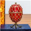 Image 2 : 7” Royal Trellis with Crystals on Red Enamel Royal Inspired Russian Egg