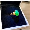 Image 2 : Genuine Hand Polished Jade Stone Mounted In 14K (585) Gold Setting With 8 Set Diamonds