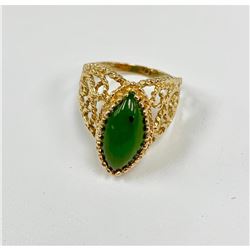 Elegant Ladies 3.73 Carat 14k Gold Jade Ring