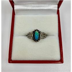 Ladies Size 5, Oval Turquoise, Sterling Silver Ring