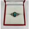 Image 1 : Ladies Size 5, Oval Turquoise, Sterling Silver Ring