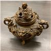 Image 1 : Asian 3 Footed Marked Dragon Incense Burner with Dual Dragon Lid