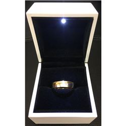 18kt Gold Plated Size 10 Men's Cross Band Ring With LED Enameled Ring Box