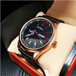 Womens L.A. Banus Matte Black Dial Genuine Leather Band Watch