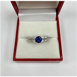 Ladies 2.62 Carat Deep Blue Sapphire with 925 Sterling Silver Ring