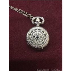 Elegant Silver Tone Watch Pendant Necklace