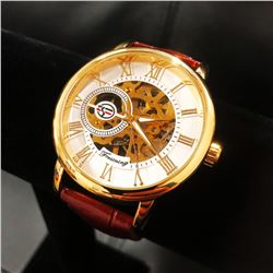 Forsining Wrist Watch Skeleton Dial with Mechanical Movement Men