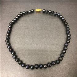 Akoya Black Pearl Ladies Hand Knotted Necklace With 53 Pearls With Hook Clasp