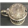 Image 2 : Antique Sterling Silver Repousse Cranberry Glass Condiment Mustard Pot Jam Jar