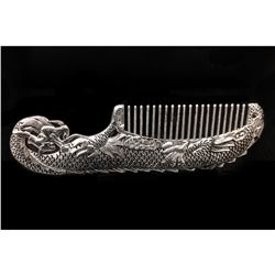 Tibetan Silver Chinese Dragon Comb