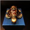 Image 2 : Enameled Mother & Baby Turtle Ring Box With Blue Semi