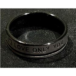 Stainless Steel " LOVE ONLY YOU" w/White Cubic Zurconia Size 10
