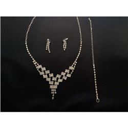 Czech Crystal Rhinestone Bridal Necklace Set